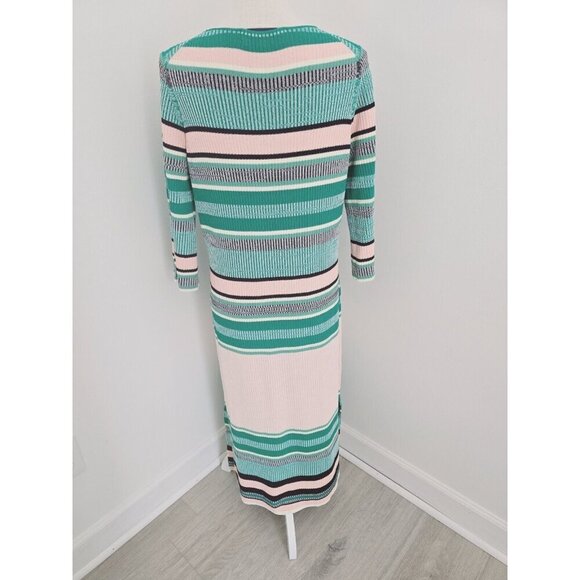 Tuckernuck Stevie Knit Sweater Color Blocked Striped V-Neck Ribbed Midi Dress S - Picture 10 of 12